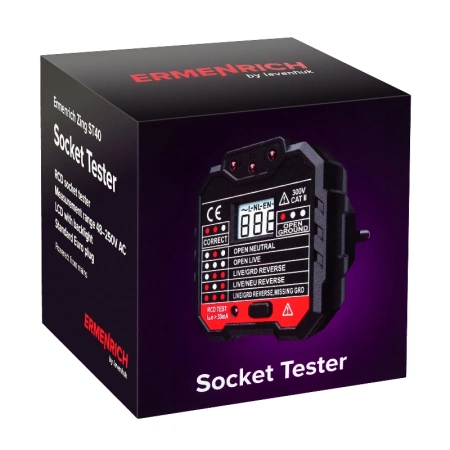 Тестер розеток Ermenrich Zing ST40 купить по низкой цене | МАКСПРОФИТ